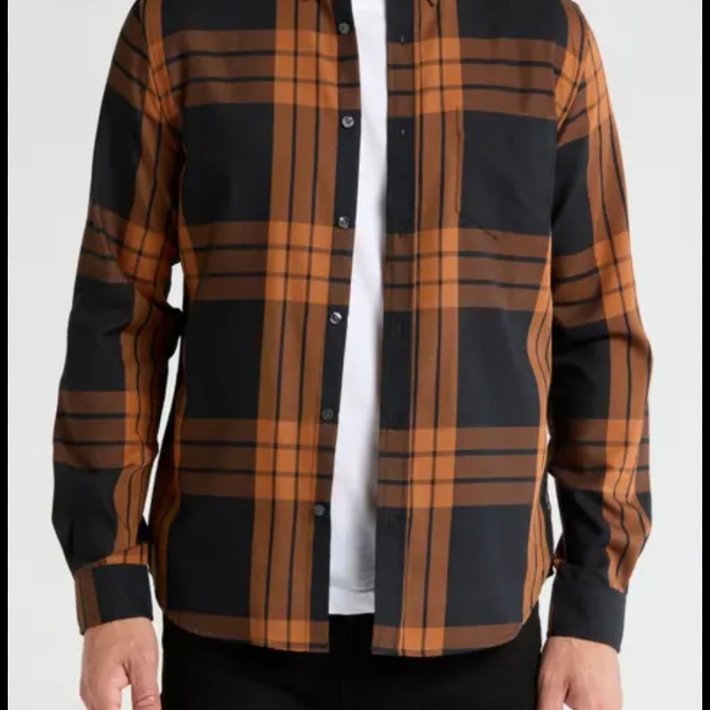 Ben Sherman Black and Tan Plaid Shirt